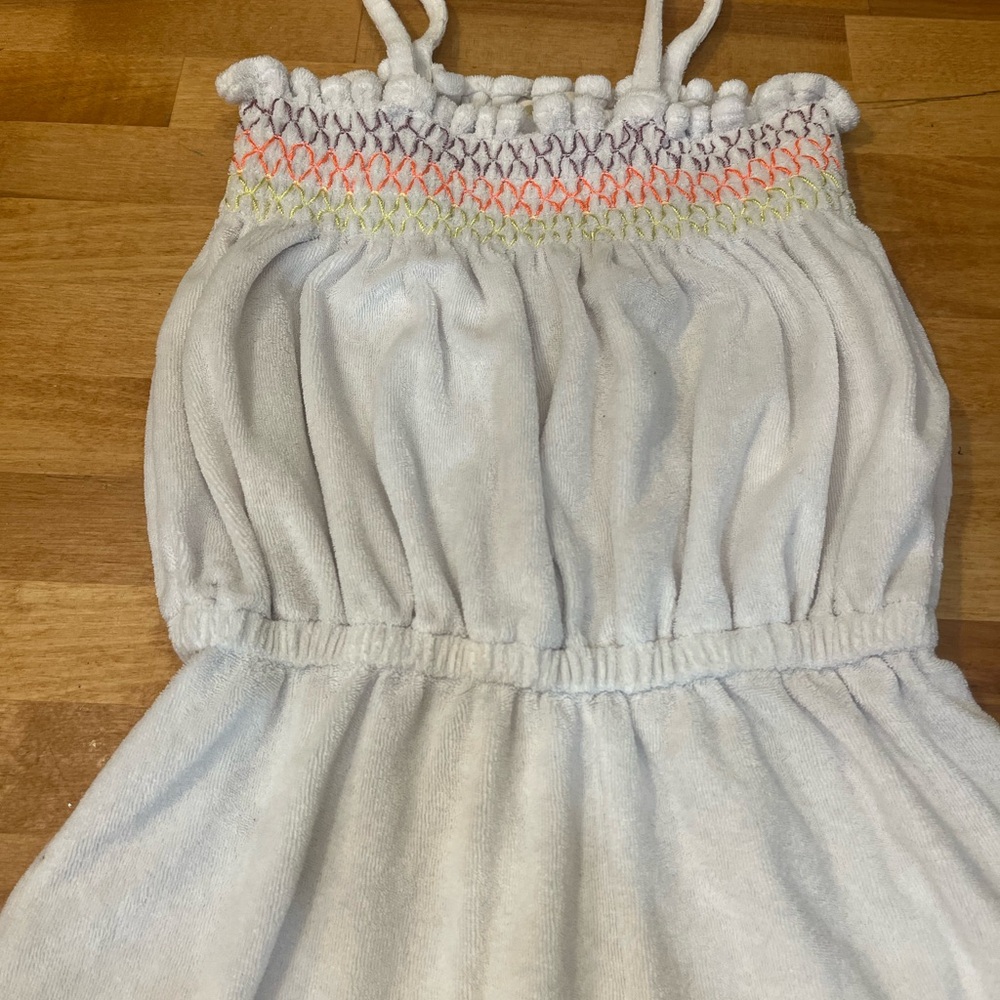 Tucker + Tate White Swim Coverup/romper with Smocked Top size 6 girls
